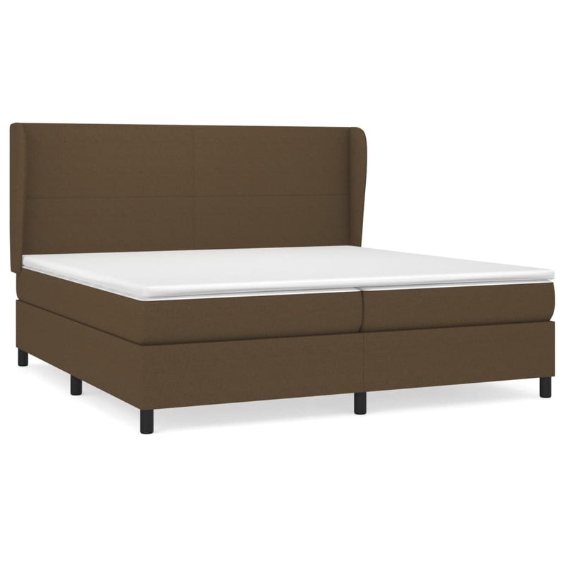 vidaXL sötétbarna szövet rugós ágy matraccal 200 x 200 cm