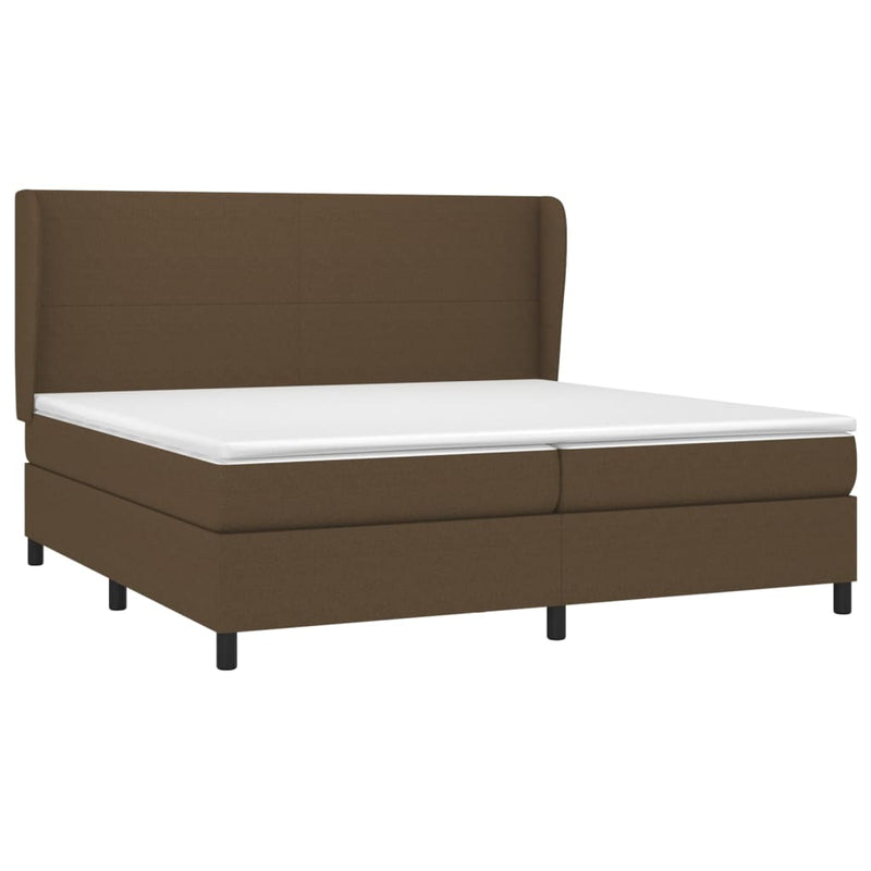 vidaXL sötétbarna szövet rugós ágy matraccal 200 x 200 cm