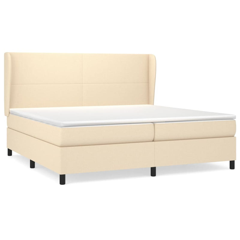 vidaXL krémszínű szövet rugós ágy matraccal 200 x 200 cm