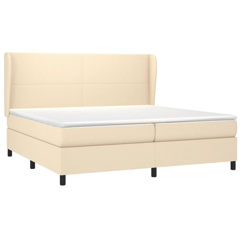 vidaXL krémszínű szövet rugós ágy matraccal 200 x 200 cm