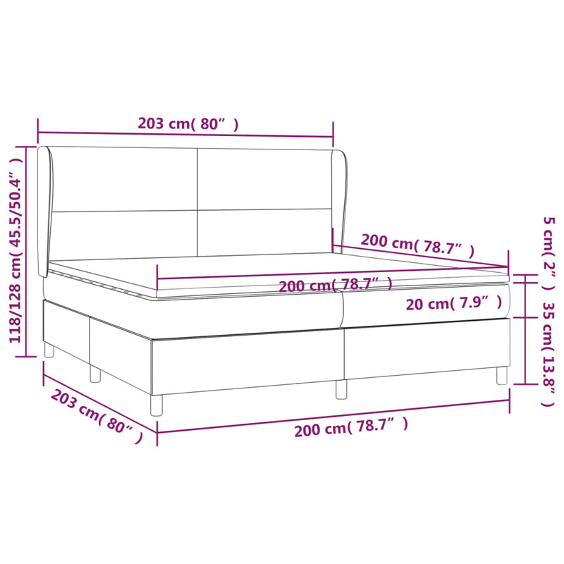 vidaXL kék szövet rugós ágy matraccal 200 x 200 cm