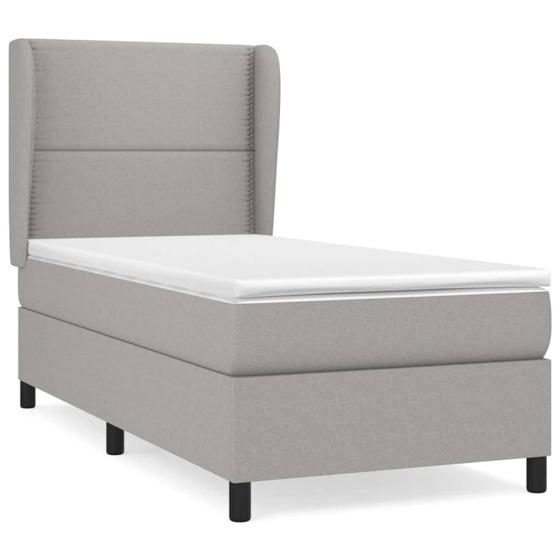 vidaXL világosszürke szövet rugós ágy matraccal 90 x 200 cm