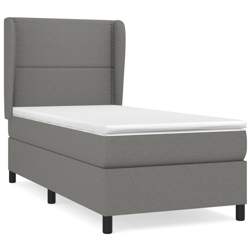 vidaXL sötétszürke szövet rugós ágy matraccal 90 x 200 cm