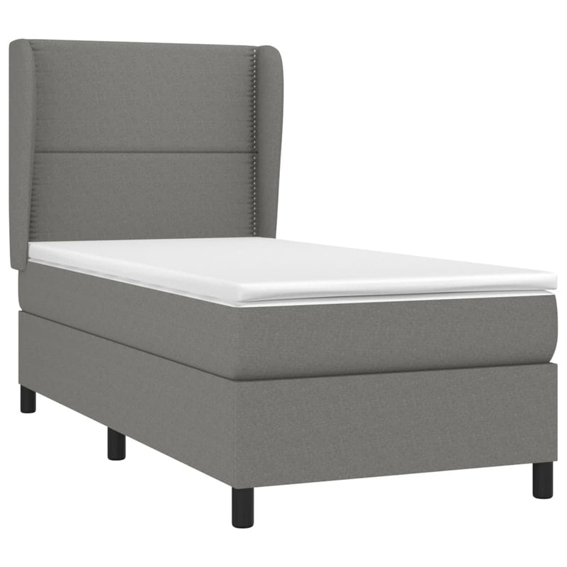 vidaXL sötétszürke szövet rugós ágy matraccal 90 x 200 cm
