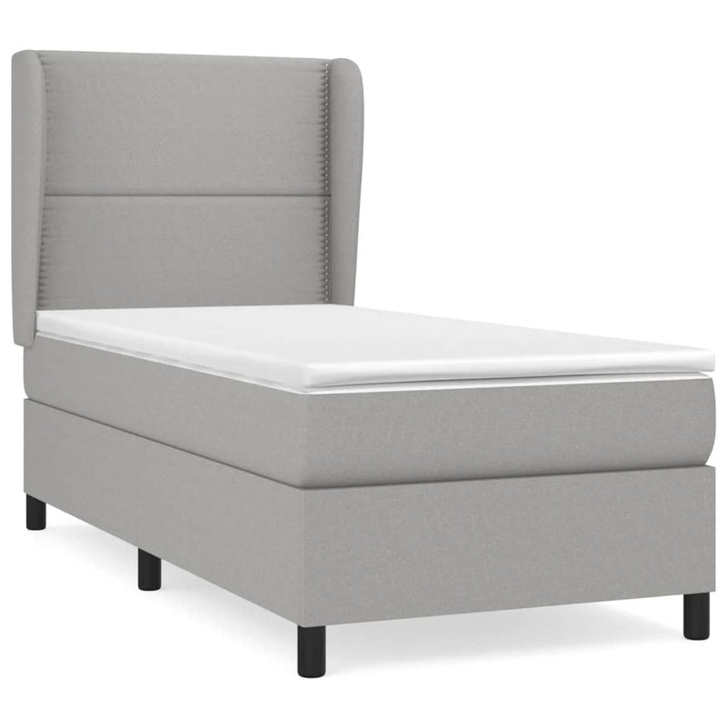 vidaXL világosszürke szövet rugós ágy matraccal 100 x 200 cm