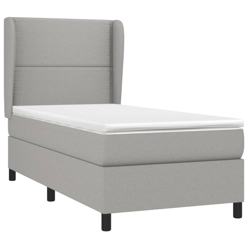 vidaXL világosszürke szövet rugós ágy matraccal 100 x 200 cm