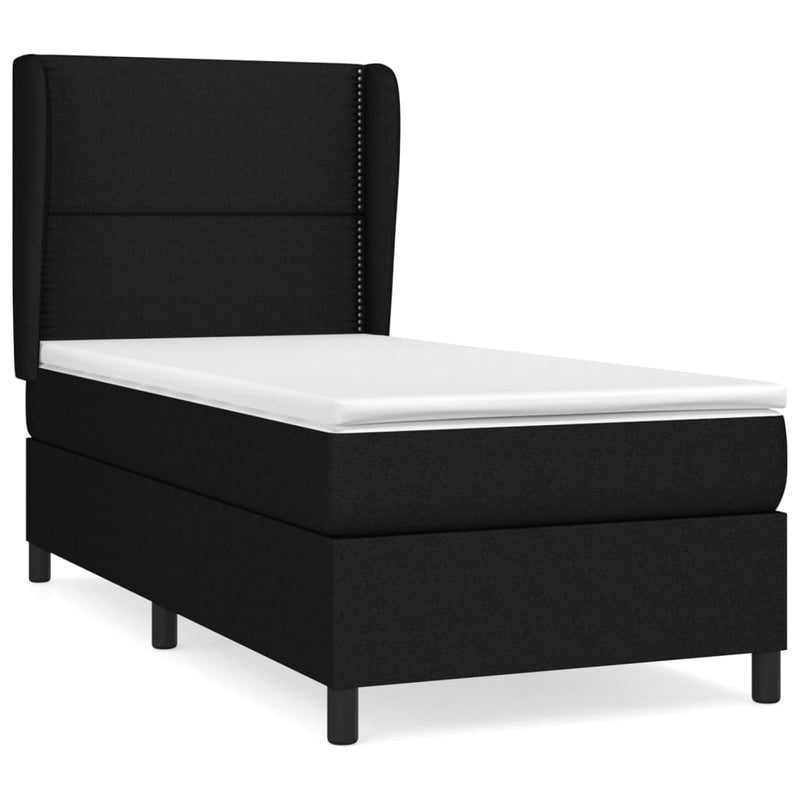 vidaXL fekete szövet rugós ágy matraccal 100 x 200 cm
