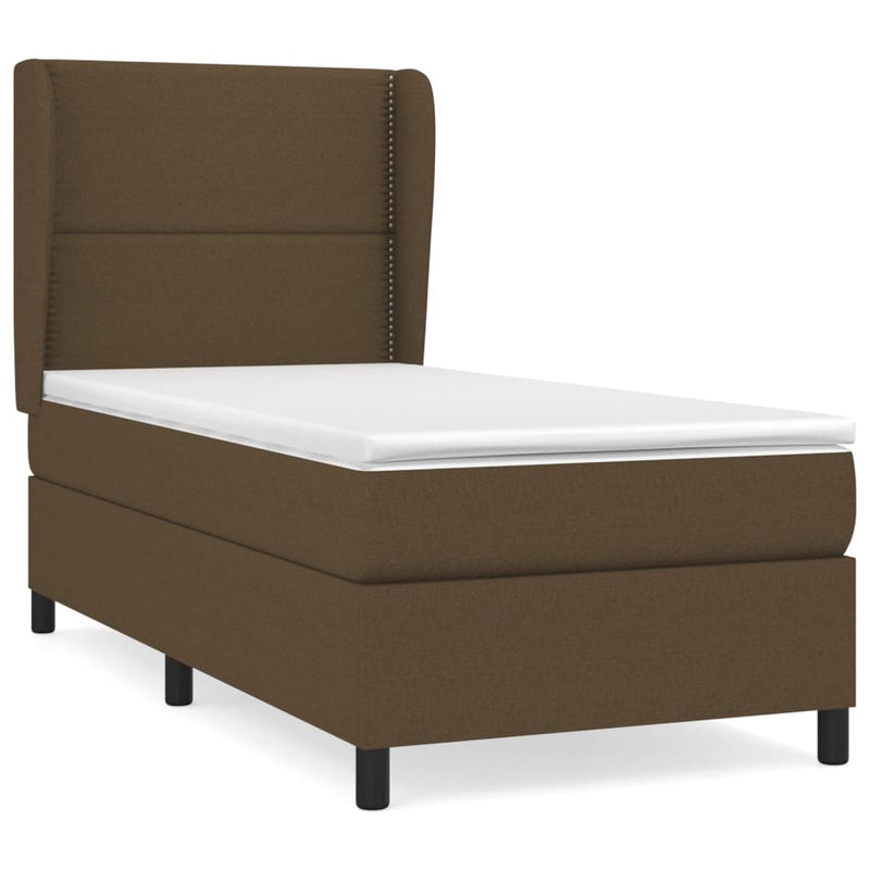 vidaXL sötétbarna szövet rugós ágy matraccal 100 x 200 cm