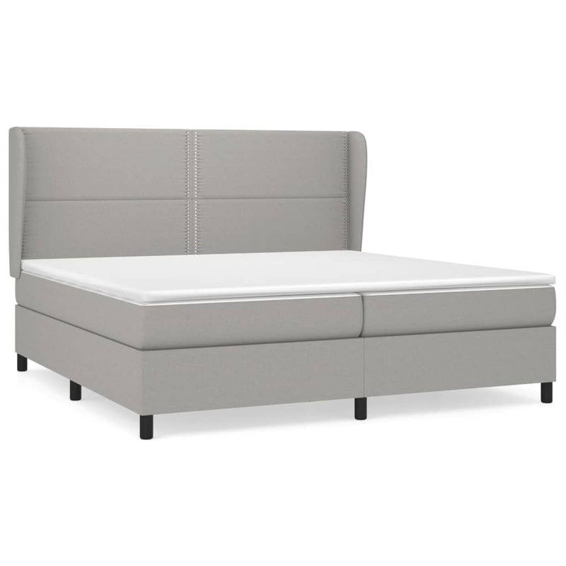 vidaXL világosszürke szövet rugós ágy matraccal 200 x 200 cm