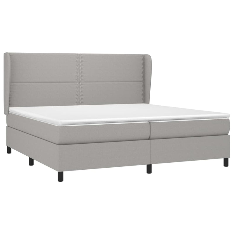vidaXL világosszürke szövet rugós ágy matraccal 200 x 200 cm