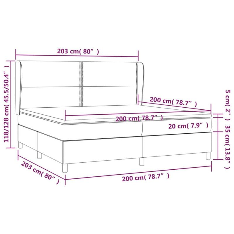 vidaXL fekete szövet rugós ágy matraccal 200 x 200 cm