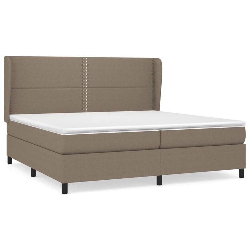 vidaXL tópszínű szövet rugós ágy matraccal 200 x 200 cm