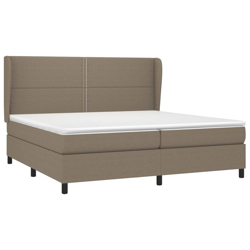 vidaXL tópszínű szövet rugós ágy matraccal 200 x 200 cm