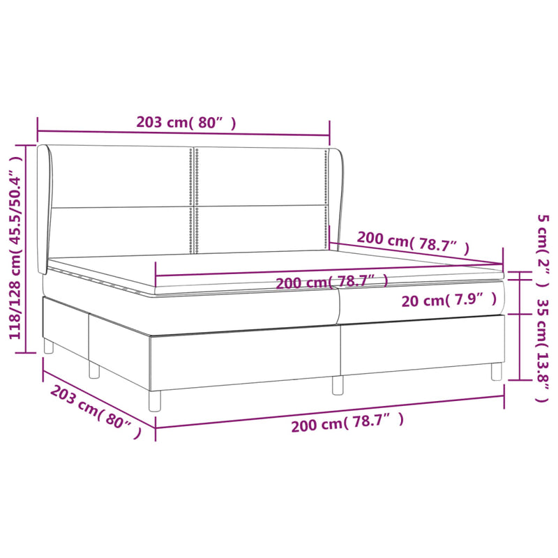 vidaXL tópszínű szövet rugós ágy matraccal 200 x 200 cm