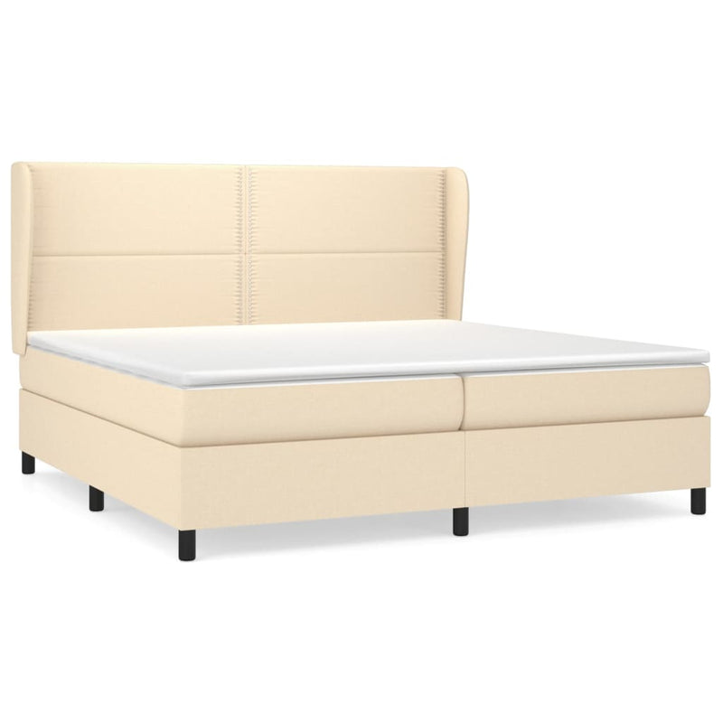 vidaXL krémszínű szövet rugós ágy matraccal 200 x 200 cm