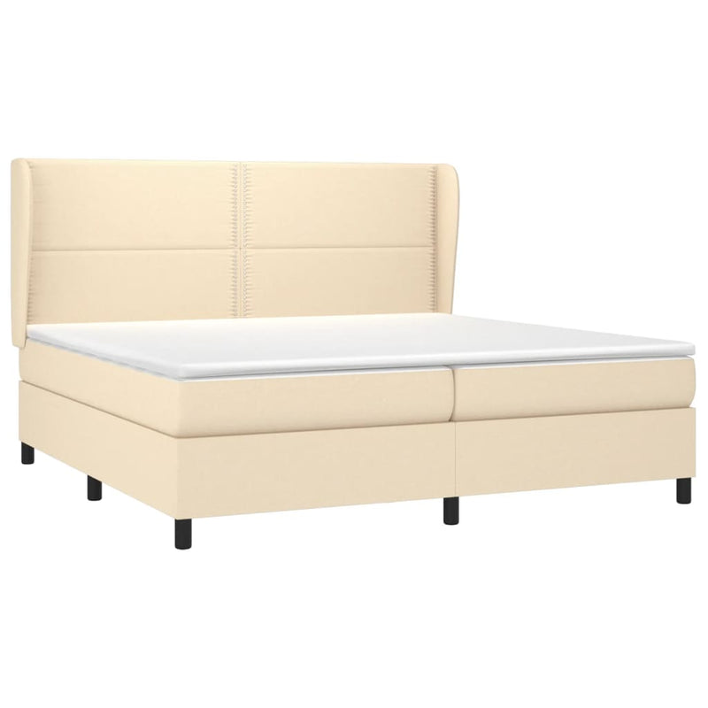 vidaXL krémszínű szövet rugós ágy matraccal 200 x 200 cm