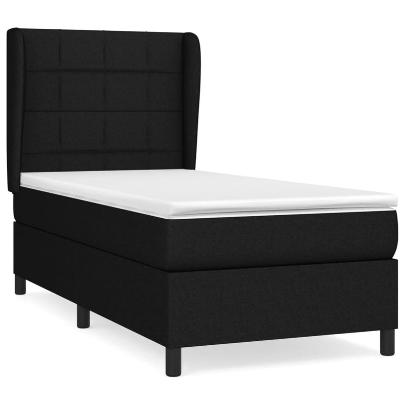 vidaXL fekete szövet rugós ágy matraccal 90x200 cm