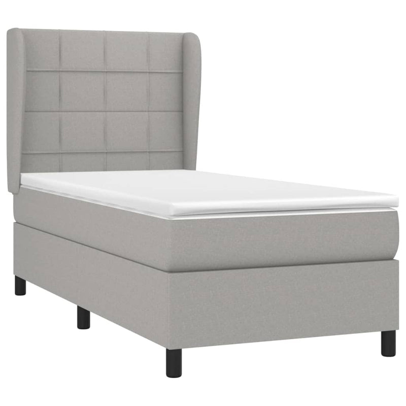 vidaXL világosszürke szövet rugós ágy matraccal 100 x 200 cm