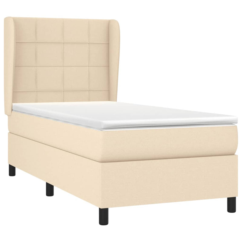 vidaXL krémszínű szövet rugós ágy matraccal 100 x 200 cm