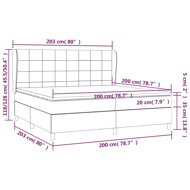 vidaXL fekete szövet rugós ágy matraccal 200 x 200 cm