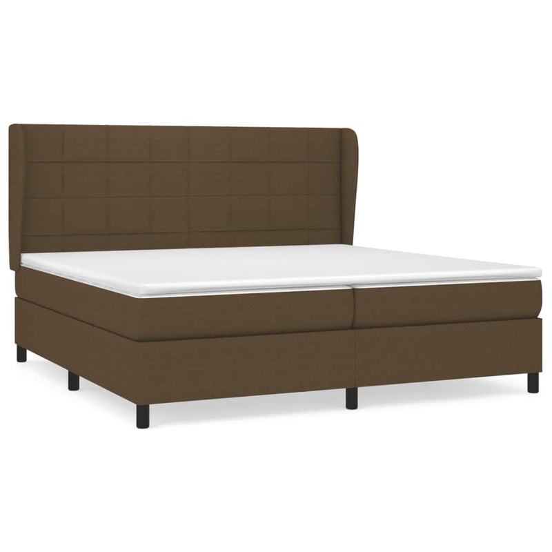 vidaXL sötétbarna szövet rugós ágy matraccal 200 x 200 cm