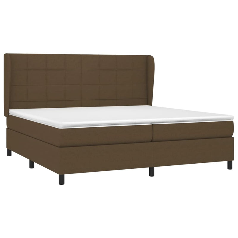 vidaXL sötétbarna szövet rugós ágy matraccal 200 x 200 cm