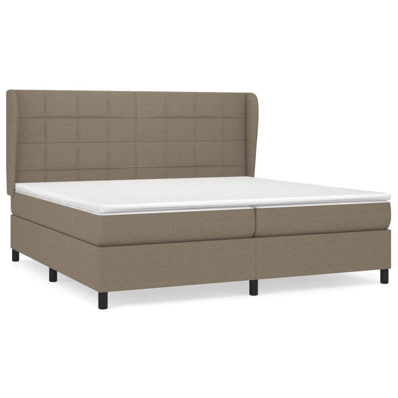 vidaXL tópszínű szövet rugós ágy matraccal 200 x 200 cm