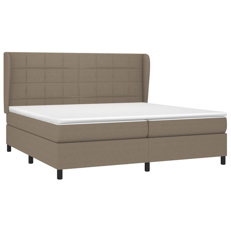 vidaXL tópszínű szövet rugós ágy matraccal 200 x 200 cm
