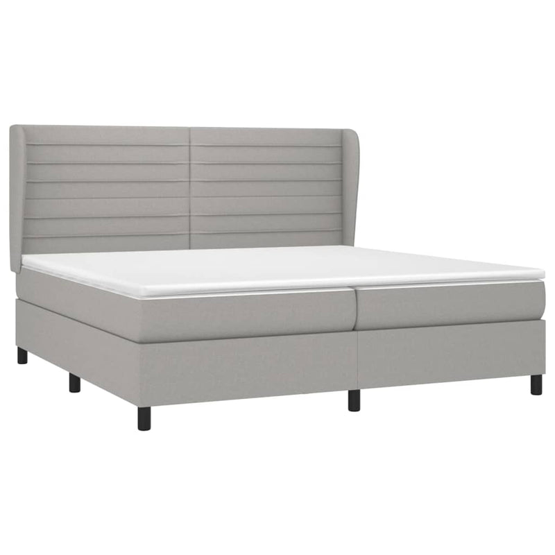 vidaXL világosszürke szövet rugós ágy matraccal 200 x 200 cm