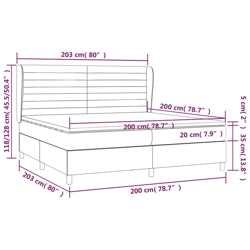 vidaXL világosszürke szövet rugós ágy matraccal 200 x 200 cm