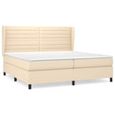 vidaXL krémszínű szövet rugós ágy matraccal 200 x 200 cm