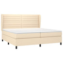 vidaXL krémszínű szövet rugós ágy matraccal 200 x 200 cm