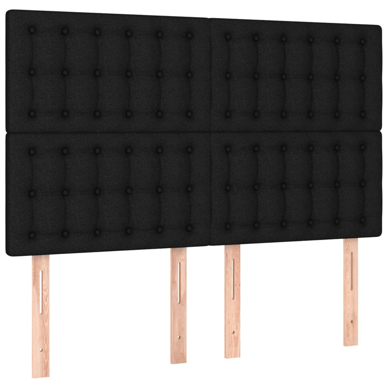 vidaXL fekete szövet rugós ágy matraccal 140 x 190 cm