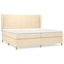vidaXL krémszínű szövet rugós ágy matraccal 200 x 200 cm