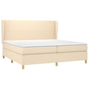 vidaXL krémszínű szövet rugós ágy matraccal 200 x 200 cm