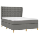 vidaXL sötétszürke szövet rugós ágy matraccal 140 x 200 cm