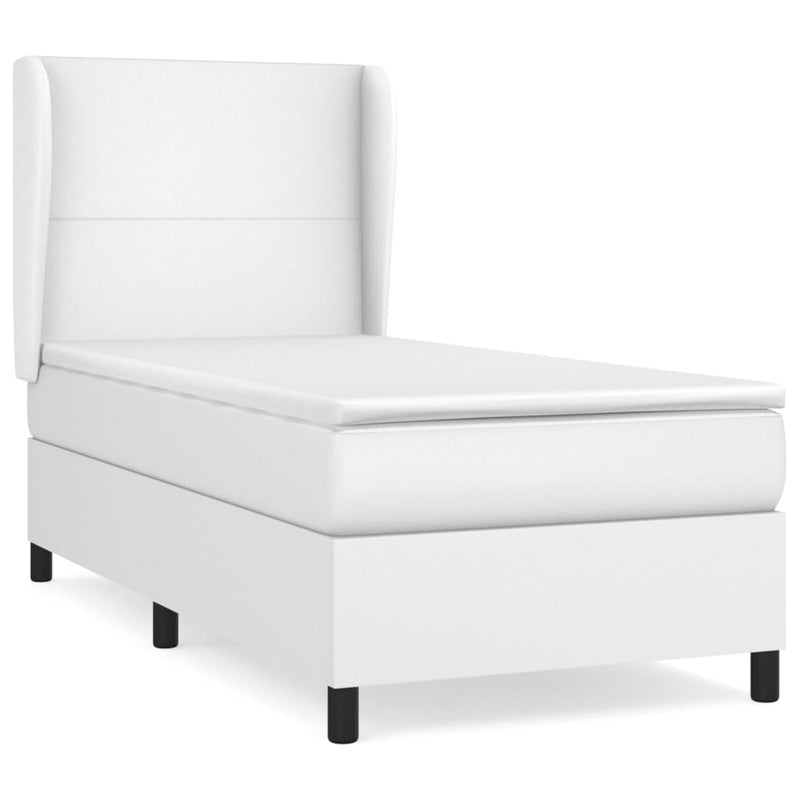 vidaXL fehér műbőr rugós ágy matraccal 80 x 200 cm