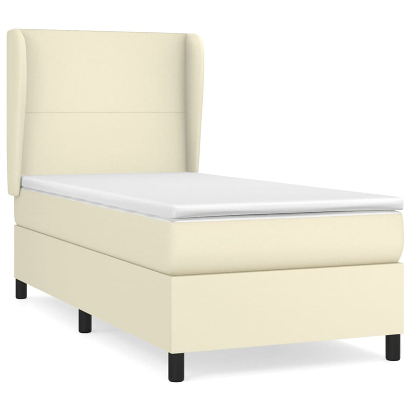 vidaXL krémszínű műbőr rugós ágy matraccal 100 x 200 cm