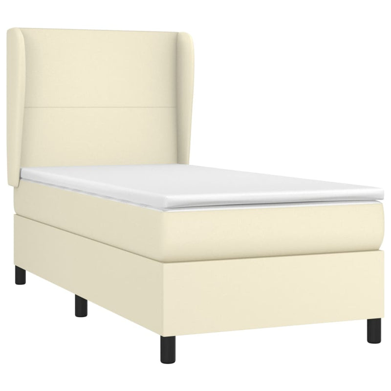 vidaXL krémszínű műbőr rugós ágy matraccal 100 x 200 cm