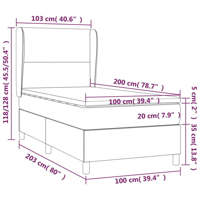 vidaXL krémszínű műbőr rugós ágy matraccal 100 x 200 cm