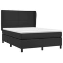vidaXL fekete műbőr rugós ágy matraccal 140 x 190 cm