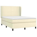 vidaXL krémszínű műbőr rugós ágy matraccal 140x190 cm