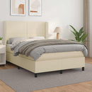 vidaXL krémszínű műbőr rugós ágy matraccal 140x190 cm