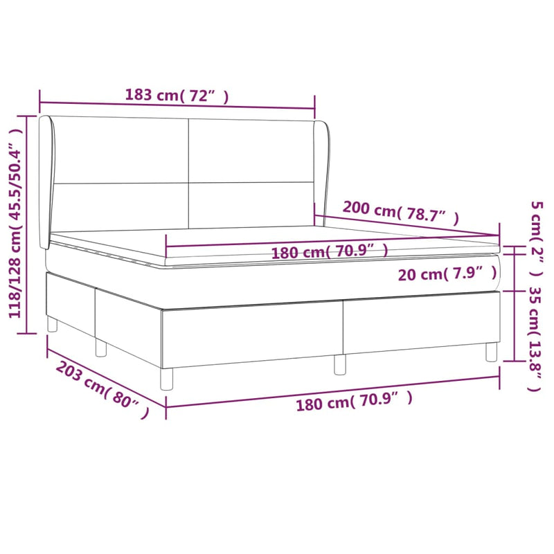 vidaXL fekete műbőr rugós ágy matraccal 180 x 200 cm