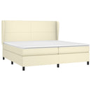vidaXL krémszínű műbőr rugós ágy matraccal 200 x 200 cm