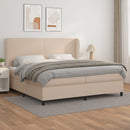 vidaXL cappuccino színű műbőr rugós ágy matraccal 200 x 200 cm