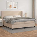 vidaXL cappuccino színű műbőr rugós ágy matraccal 200 x 200 cm