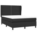 vidaXL fekete műbőr rugós ágy matraccal 140 x 190 cm