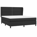 vidaXL fekete műbőr rugós ágy matraccal 180 x 200 cm