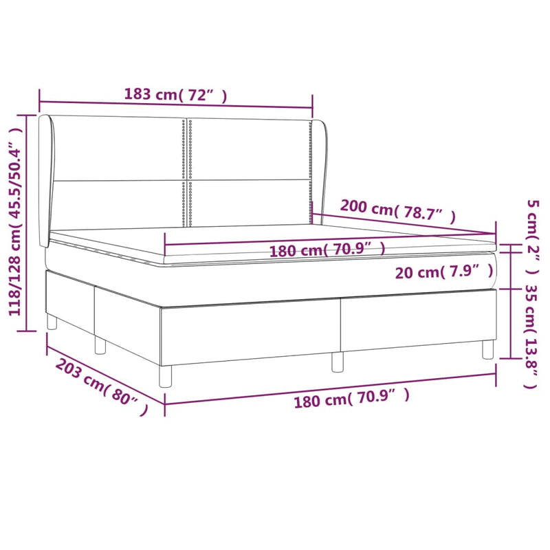 vidaXL cappuccino színű műbőr rugós ágy matraccal 180 x 200 cm